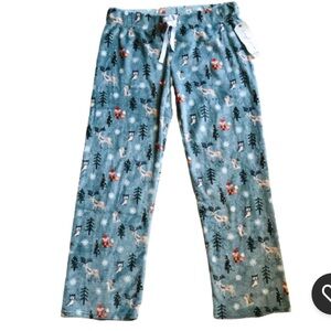 Joyful Dreams Blue Pajama Pants with Winter Animal Print